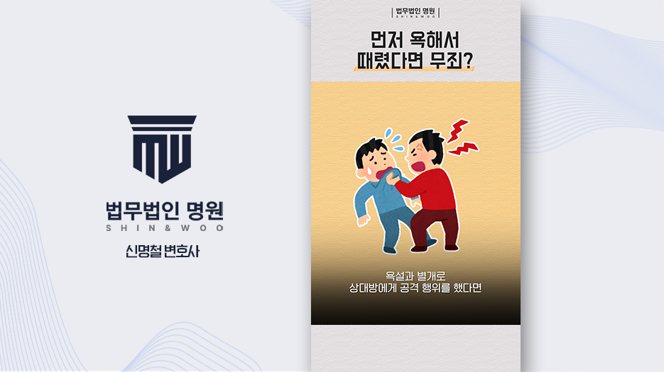 [변호사유튜브] 욕설 원인 제공과 폭행죄 성립 기준, 해설 쇼츠 포트폴리오
